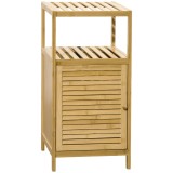 Kleankin Mobilier de Baie din Bambus cu Dulăpior cu Ușă și Rafturi, 33x36,5x67 cm, Lemn Natural | Aosom Romania