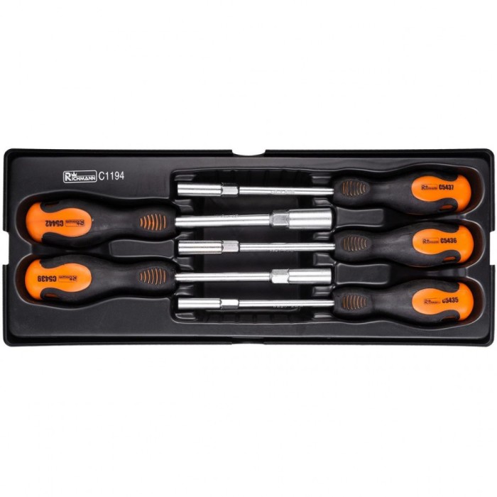 Set surubelnite cu cap tubular, sertar TIP A (385x150 mm) pentru dulap mobil, 6-13 mm, 5 buc, RICHMANN