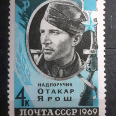 Rusia 1969 OTAKAR JAROSH, OFIȚIER CEH,soldat, militarie 1v. Nestampilat
