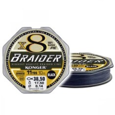 Fir Textil Konger Rigging Line Braider X8 Black 0.16mm, 18.8kg, 10m foto