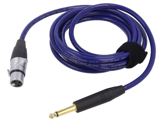 Cablu Audio Jack 6,3mm la XLR Feminin 3m Albastru
