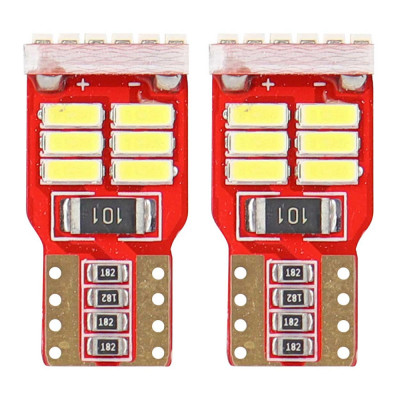Bec de pozitie tip LED Canbus T10 W2.1x9.5 W5W, 12V 2.2W, 18 SMD , culoare alb , AMIO, set 2 buc foto
