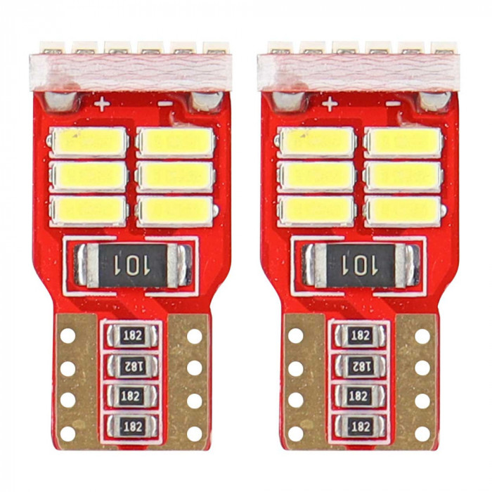 Bec de pozitie tip LED Canbus T10 W2.1x9.5 W5W, 12V 2.2W, 18 SMD , culoare alb , AMIO, set 2 buc