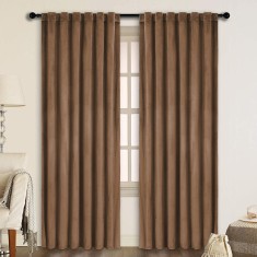 Draperie din catifea cu rejansa, Premium, 150x270 cm, densitate 700 g/mp, Maro