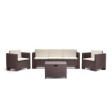Set Mobilier Gradina City 5 Locuri Maro, Plastic, Ratan Design, Rezistent Intemperii