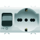 Priza cu protectie - 2P+E 16A P40 - WITH Siguranta automata 1P+N 16A - 230V ac - 3 MODULES - WHITE - CHORUS.