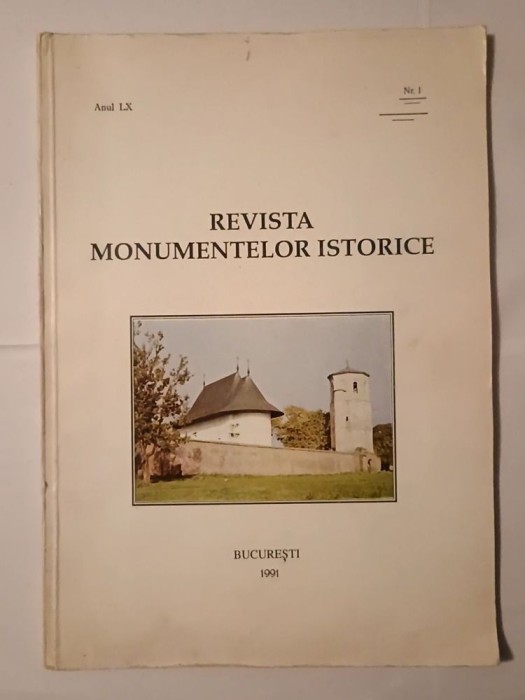 Revista monumentelor istorice: Anul LX, Nr. 1/ 1991