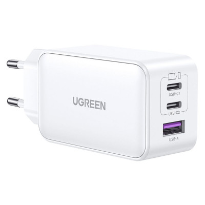 Incarcator retea Ugreen Nexode - 1 x USB-A, 2 x USB Type-C, Qualcomm Quick Charge 3.0, PD, GaN, 65W, 3.25A, Alb (15334) foto