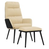 Cumpara ieftin Scaun de relaxare cu taburet, crem, textil si piele ecologica