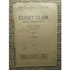 Revista - Cuget Clar - Noul Semanator - condusa de N. Iorga - ANUL I NR. 14 14 OCTOMBRIE 1936