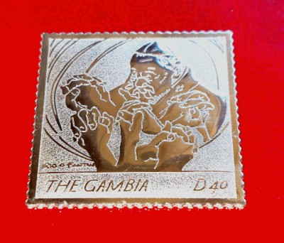 ✅ Gambia 2005, Papa Ioan Paul II, timbru din argint/embosat, Mi. 5558/6 Euro,MNH foto