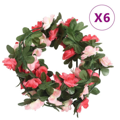 vidaXL Ghirlande de flori artificiale, 6 buc. roze de primăvară 250 cm foto