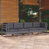 Cumpara ieftin Set mobilier grădină cu perne, 4 piese, lemn masiv de pin