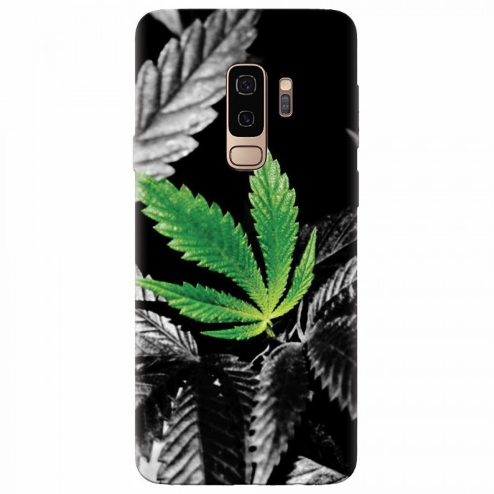 Husa silicon pentru Samsung S9 Plus, Trippy Pot Leaf Green