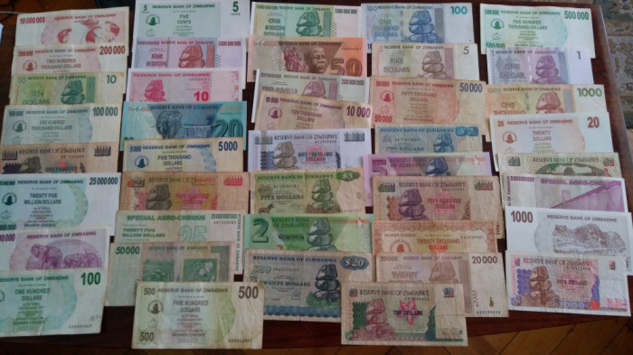 Set Zimbabwe 42 bancnote diferite cateva rare