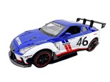 Macheta Nissan GT-R Racing albastru 1:22 replica metal lumini si sunete usi capota si portbagaj deschise