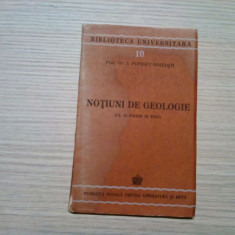 NOTIUNI DE GEOLOGIE - I. Popescu-Voitesti - 1943, 136 p. cu 42 figuri in text