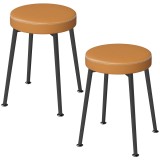 HOMCOM Set de 2 scaune rotunde pentru sufragerie, scaune de bucătărie stivuite cu șezut căptușit din PU, maro și negru | Aosom Romania