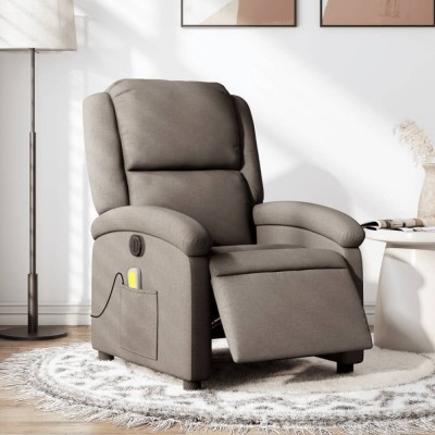 vidaXL Fotoliu electric de masaj rabatabil, gri taupe, textil foto
