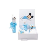 Cumpara ieftin Set Cutie Trusou cu Lumanare, 9 Piese "Cu drag de la nasi" - Baby Mickey, Bleu - TB200