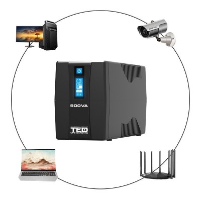 UPS 900VA / 500W LCD Line Interactive AVR 2 schuko USB TED foto