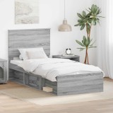 Cumpara ieftin Cadru de pat Gri Sonoma 90 x 200 cm Lemn de pin masiv