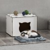 Casuta pentru pisici Elba, alba, 30x40x35 cm, din MDF, [en.casa]