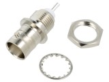Conector BNC soclu mamă drept 50&Omega; lipire PTFE argintat alamă
