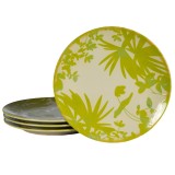 Set 4 farfurii desert, 20 cm, Hawaii, Crem deschis cu frunze verzi-galbui