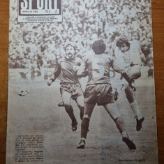 sport aprilie 1982-n comaneci,echipa de fotbal u. cluj,cs targoviste,m.lucescu