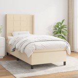 VidaXL Pat box spring cu saltea, crem, 80x200 cm, textil