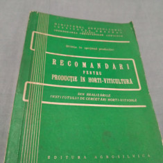 RECOMANDARI PENTRU PRODUCTIE IN HORTI-VITICULTURA1 1961