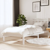 VidaXL Cadru de pat, alb, 100x200 cm, lemn masiv de pin