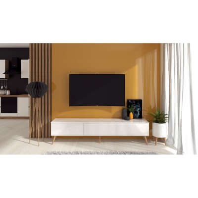 Comoda MP4, 220x40x51cm, alb acril foto