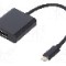 Cablu HDMI soclu, USB C mufa, USB 3.1, lungime 0.23m, {{Culoare izola&amp;#355;ie}}, QOLTEC - 50375