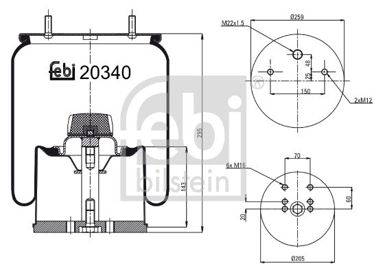 FEBI BILSTEIN 20340 Burduf, suspensie pneumatica