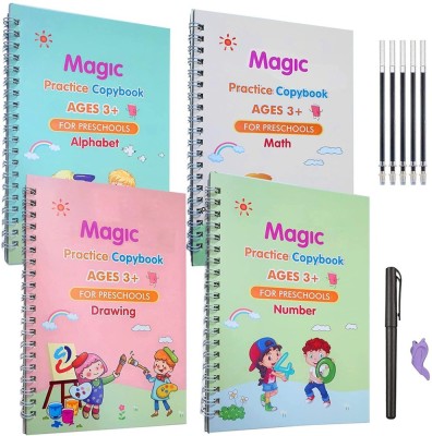 Set 4 x Caiete Sank&amp;trade; Magic Practice Copybook, 1 x Stilou Magic, 5 x Rezerve, 1 x Suport degete foto