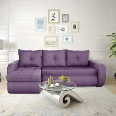 Coltar extensibil reversibil Siena Lux Purple 243x141x81 cm cu lada de depozitare