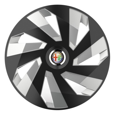 Set 4 Capace Roti, potrivite jantelor de R16, pentru Alfa Romeo, model vector black and silver foto