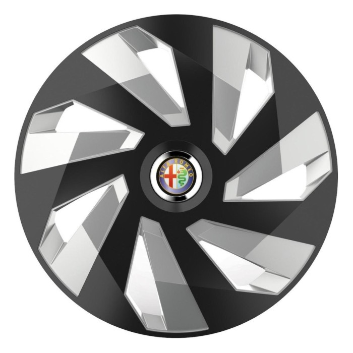 Set 4 Capace Roti, potrivite jantelor de R16, pentru Alfa Romeo, model vector black and silver