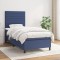 Pat box spring cu saltea, albastru, 90x200 cm, textil