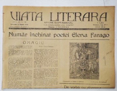 VIATA LITERARA , SUB CONDUCEREA UNUI COMITET , SAPTAMANAL , ANUL III , NR.80 , 31 MARTIE , 1928 foto