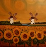 PAEISAJ DE VARA, pictat manual pe panza 40x40cm