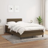 vidaXL Pat box spring cu saltea, maro &icirc;nchis, 120x200 cm, textil