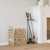 vidaXL Suport pentru lemne de foc, 50x28x56 cm, oțel inoxidabil