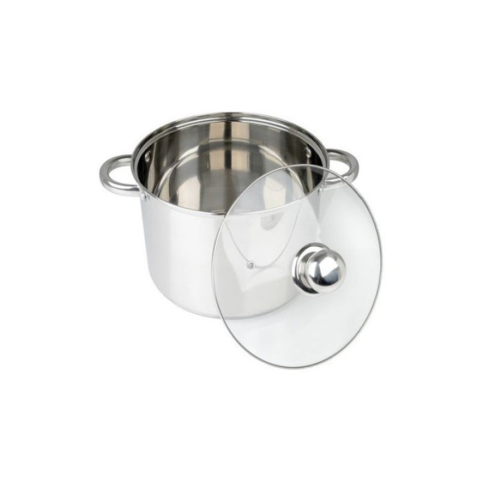 Oala din inox Grunberg, 8 l, capac din sticla, baza incapsulata