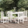 Gossi set de dining pentru gradina, 5 piese, alb, lemn masiv de pin