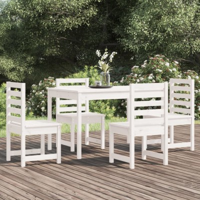 Gossi set de dining pentru gradina, 5 piese, alb, lemn masiv de pin foto