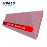 Cumpara ieftin Panou din sticla roz pentru intrerupator touch triplu dublu Livolo, 6 pozitii