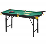 SPORTNOW Masă de Biliard Reglabilă pe &Icirc;nălțime cu Accesorii, Masă din MDF și Oțel Carom, 140x60x55-75 cm, Verde